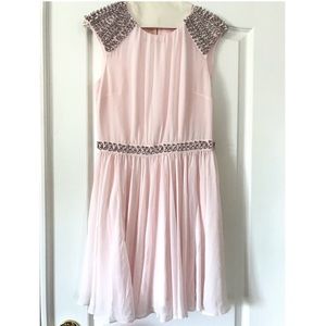 Ted Baker pink chiffon dress with rhinestones